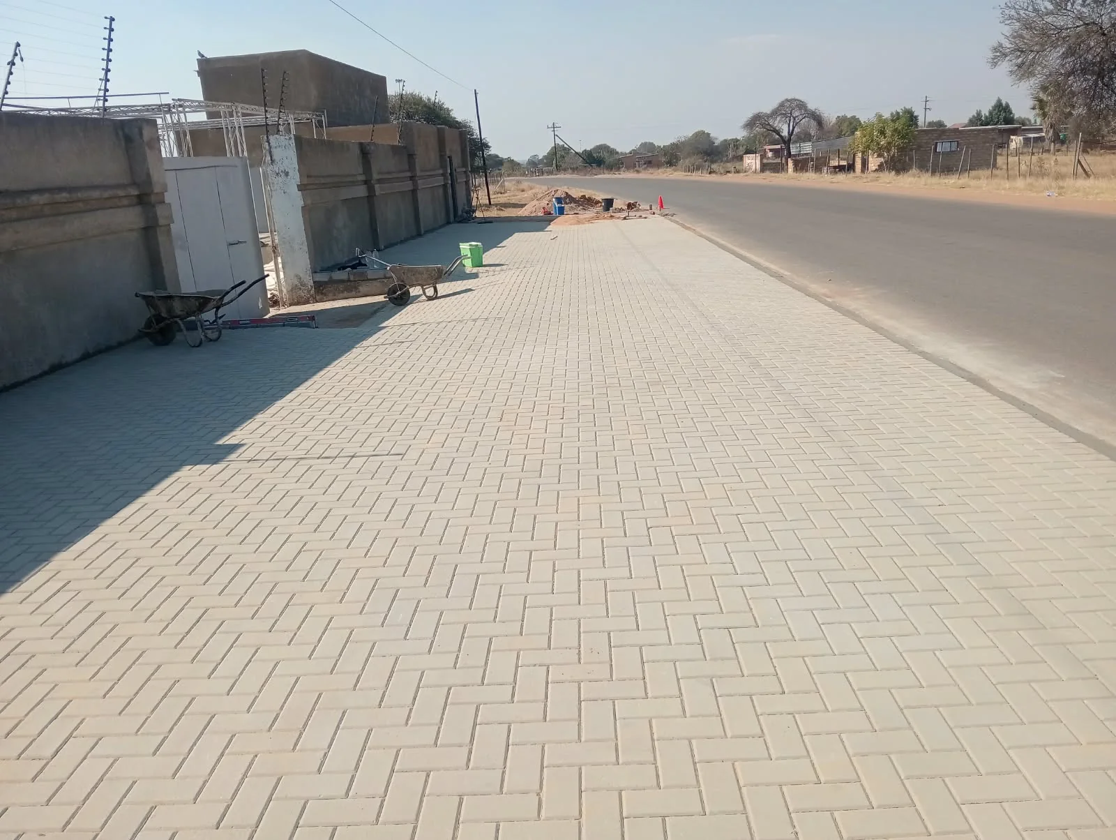 Brick paving being laid on a driveway